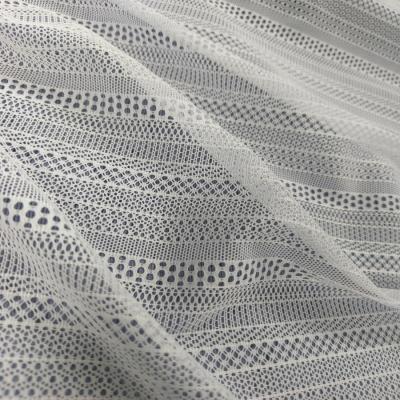 China Sheer Nylon Spandex Stripe Jacquard Net Mesh Fabric For Apparel #MG-9402 for sale