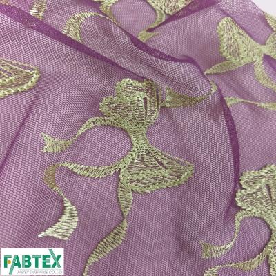 China Breathable Ribbon Bow Embroidery Mesh Fabric 100% Nylon Embroidered Mesh #A30018 for sale