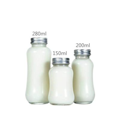 China Personal Care Hot Unique Wide Mouth Clear 150ml 200ml 280ml Glass Bottle With Screw Cap Milk Glass Bottle for sale