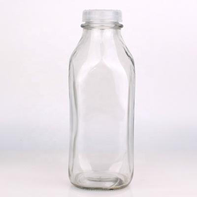 China Wholesale Square 1liter Glass Beverage Bottle 240ml 360ml 400ml 500ml 900ml Glass Bottle For Milk for sale