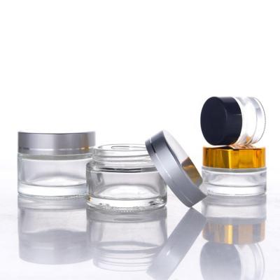 China 5g 10g Small Cosmetic Skin Care Cosmetic Packaging Frosted Clear Cream Jar Glass Bottle Factory for sale