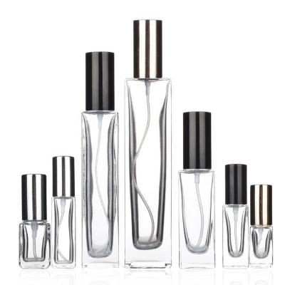 China Personal care 5ml 6ml 10ml 30ml 50ml 100ml square 100ml perfume glass spray empty personal empty refillable bottle with pump China bottle factory wholesale for sale