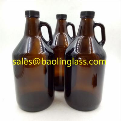 China OEM/ODM Large Custom Fancy Wine Glass Wine Shaker 64oz Beer Glass Amber Bottle for sale