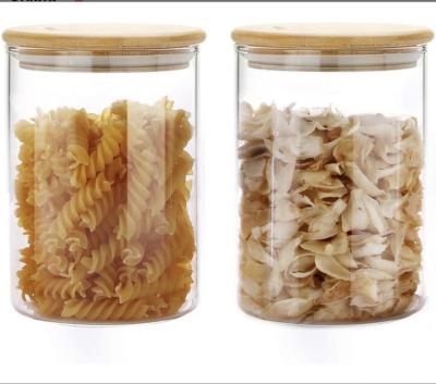 China Food Storage 1000ml Glass Food Storage Containers Knock Seal Lids Bamboo Storage Containers With Bamboo Lids for sale