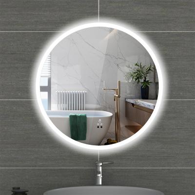 China Illuminated 24 Inch Around LED Bathroom Backlit Mirror 3 Colors Wall Mounted IP44 Sensor Switch Waterproof Infrared Fog Light for sale