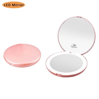 China Lighted Compact Mirror with LED Light, 1x/10x Magnification Mirror Travel Mirror for Purse, Purse, Pocket, Handheld 2-Sided Makeup Mirror for sale