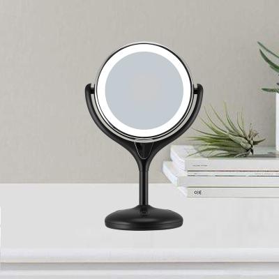 China 2 Sided LED Lighted Makeup Mirror Battery Operated Desktop Vanity Cosmetic Mirror for sale