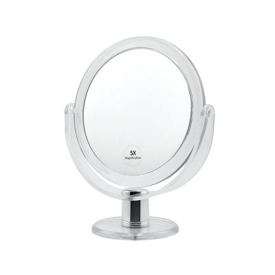 China Desktop Mirror Double Sided Acrylic Clear Tabletop Makeup Mirror With 5x Magnification for sale