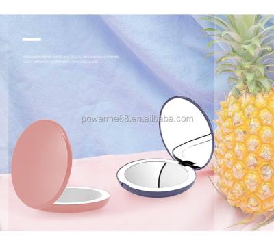 China Fancy Magnifying Mini Elegant Led Mirror Led Pocket Mirror With Lights Illuminated Travel Folding Mirror for sale