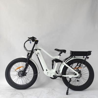 China Aluminum alloy lithium battery double suspension full 26 inch electric bicycle mountain bikes double drive 1000w 750w electric motor step for sale