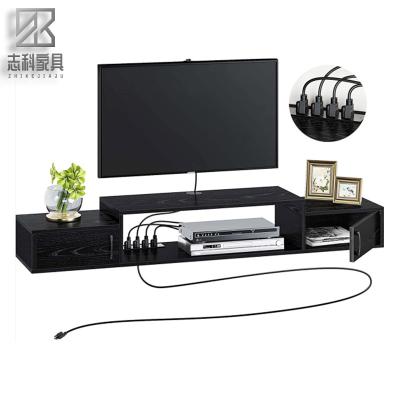 China Free Sample (Height)Adjustable TV Stand With Storage Racks Console Shelf Entertainment Storage Wall Mounted TV Rack Shelf With Power Outlet for sale