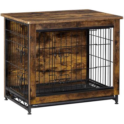 China Free Sample Breathable Double Doors Wooden Dog Crate End Table Furniture With Removable Tray Dog Cage Pet Crates Carriers for sale