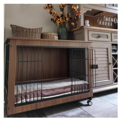 China Custom Made High Quality Indoor Breathable Wooden Cage Kennel Household Pet Kennel Free Sample Wooden Dog Crate for sale