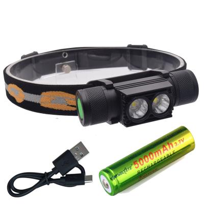 China Cxfhgy LED USB XML 2x L2 Headlight Waterproof Head Flashlight Torch Portable LED Head Lamp 18650 Rechargeable Outdoor Li for sale