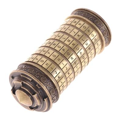 China Cylinder Shape Leonardo Da Vinci Code Toys Metal Cryptex Locks Wedding Gifts Valentine's Day Gift for sale