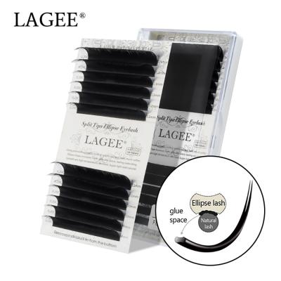 China Natural Soft Ellipse Eyelash Extensions Flat Slit Tips Ellipse Shaped Natural False Eyelashes Ellipse Color Matte Mink Lashes for sale