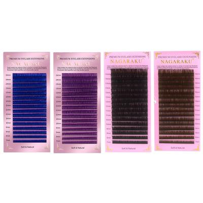 China Long NAGARAKU Blend Natural Lashes Brown 16 Lines Individual Eyelash Makeup Blend 7-15mm High Quality Super Soft Natural Synthetic Mink for sale