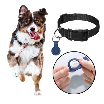 China Custom Apple Reflective Reflective Adjustable Nylon Silicon Clip Attachment Pet Airtag Leather Tracking Thick Dog Collar With Case for sale