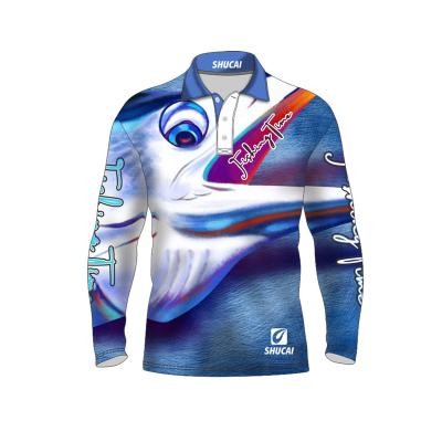 China Antibacterial Custom Sunscreen Fishing Polo Suit Antibacterial Long Sleeve Material for sale