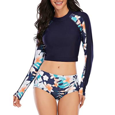 China Plus Size Long Sleeve Sun Protection Women Swimwear UV Printed Swimsuit for sale