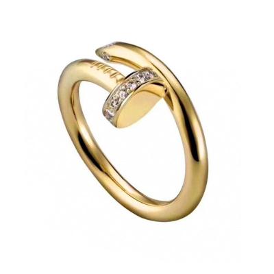 China TRENDY High Quality Luxury Famous Brand Designers Jewelry Nail Ring with diamonds ZIRCONs 18k Gold Plated Stainless Steel ring for sale