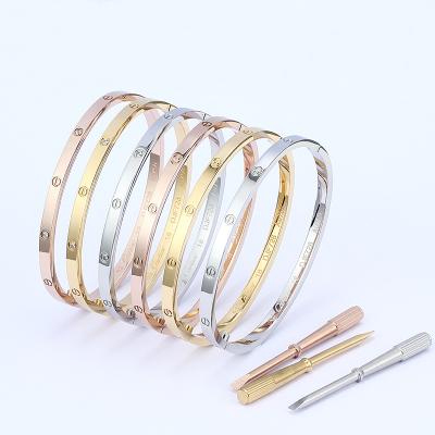 China TRENDY Famous Luxury Brand Designers jewelry stainless steel Bracelet Brand designer Bangle Engraved LOVE SCREW Bracelet for sale