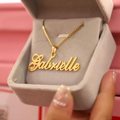 China TRENDY Custom Letter Name Fashion 18K Gold Plated Stainless Steel Personalized Pendant Necklace for sale