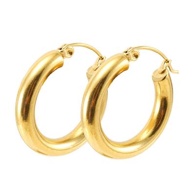 China TRENDY Western Fashion 18K Gold Plated Chunky Loop Stainless Steel Hoop Earring For Women for sale