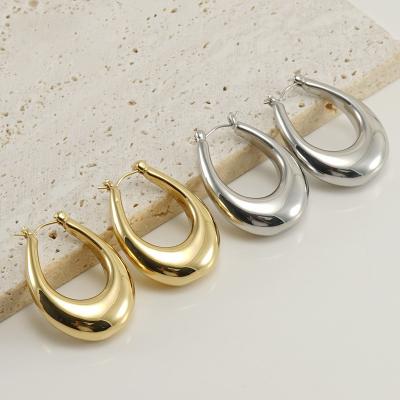 China TRENDY Western Fashion 18K Gold Plated Glossy Stainless Steel U Hoop Earring For Women for sale