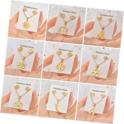 China TRENDY Korean Fashion Cute 316L Stainless Steel Star Gold Plated Jewelry Set For Women for sale