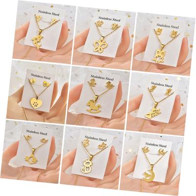 China TRENDY Korean Fashion Cute 316L Stainless Steel Insect Animal Gold Plated Jewelry Set For Women for sale