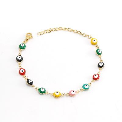 China TRENDY Turkey Fashion 18K Gold Plated Stainless Steel Demon Eye Charm Waterproof Bracelet For Women for sale