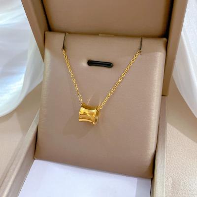 China TRENDY Korean Fashion Cute 316L Stainless Steel Small Pretty Waist Pendant 18K Gold Plated Necklace For Women for sale