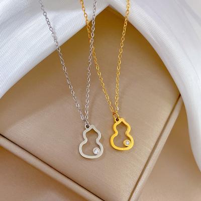 China TRENDY Fashion Gold Plated Minimalist Gourd Pendant Stainless Steel Tarnish Free Necklace For Women for sale