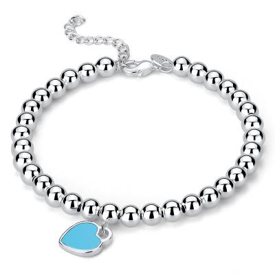 China TRENDY Korean Fashion Luxury Enamel Heart Charm Bead Bracelet For Women for sale