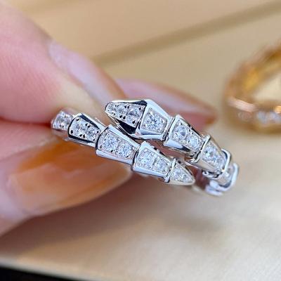 China TRENDY Korean Fashion Luxury Zircon Snake Gold Plated Adjustable Ring For Women for sale