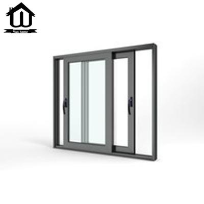 China Magnetic Screen HISENG Minimalist Residential Soundproof Aluminum Sliding Glass Windows for sale