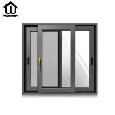 China HISENG Magnetic Modern Waterproof Aluminum Screen Window Frame Custom Double Glazed Sliding Windows for sale