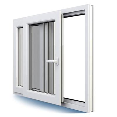 China Magnetic screen Hiseng upvc interior design pvc european two track sliding window for sale