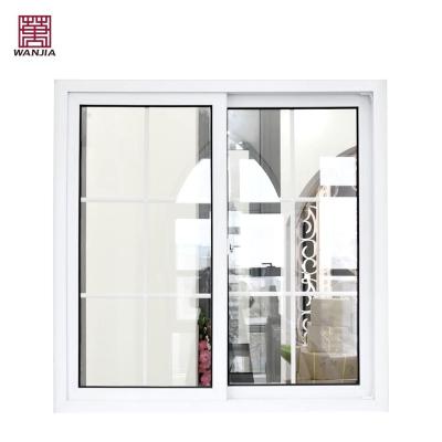 China HISENG Magnetic Screen Factory Customization 3 Lanes Upvc Sliding Windows With Grille for sale