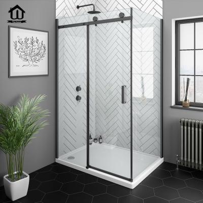 China Modern Hiseng Custom Design 10 Mm Sliding Shower Door Frameless Stainless Steel Glass Shower Door for sale