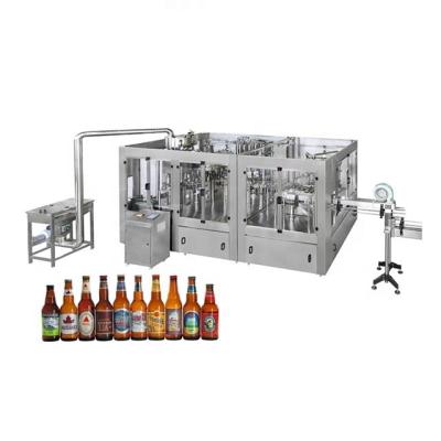 China Full Automatic Glass Bottle Food Beer Carbonated Drinks Wine Liquid Bottling Filling Machine With Crown Cover for sale