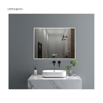 China Floor Standing ORTONBATH Premium Bath Mirror Modern Bathroom Illuminated Led Lighted Mirror With Touch Switch for sale