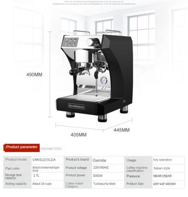 China Hotel Customize Supplier 9Bar/15 Bar Automatic Stainless Steel Commercia1.7L Espress Coffee Maker Machine for sale