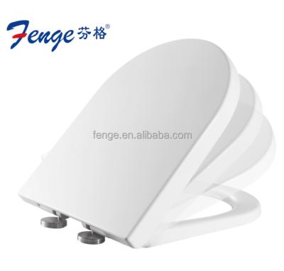 China Europe Top Of Children's Toilet Seats Fixing D Shape Duroplast Ceramic Toilet Seat Toilet Lid With Magic Hinge White for sale