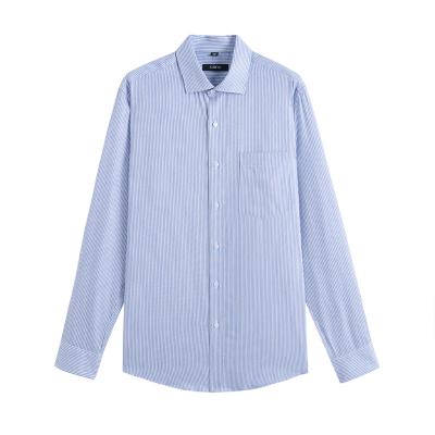 China Custom Hot Selling Business Commuter Long Sleeve Anti-pilling Striped Cotton Mens Shirt for sale