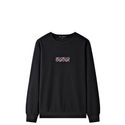 China 2021 Autumn Winter Tops Mens Custom Letter Embroidery Black Round Neck Sweatershirt Anti-wrinkle for sale