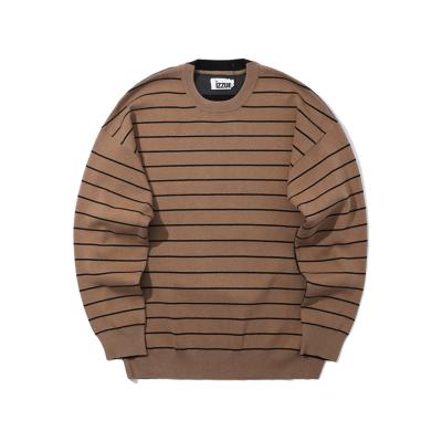 China Anti-Wrinkle Men's Crewneck Sweater Autumn Popular Personalized Street Stripe Stitching Sweater for sale