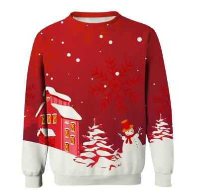 China New Christmas Sweater 2021 Custom Made Christmas Round Neck Anti-Wrinkle Santa Claus Sweater Men's Digital 3D Printing Couple Clothes for sale