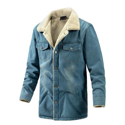 China 2022 Anti-wrinkle cotton-padded latest design jacket 1 trend men's midwinter and long denim jacket warm plush coat men's casual wear for sale